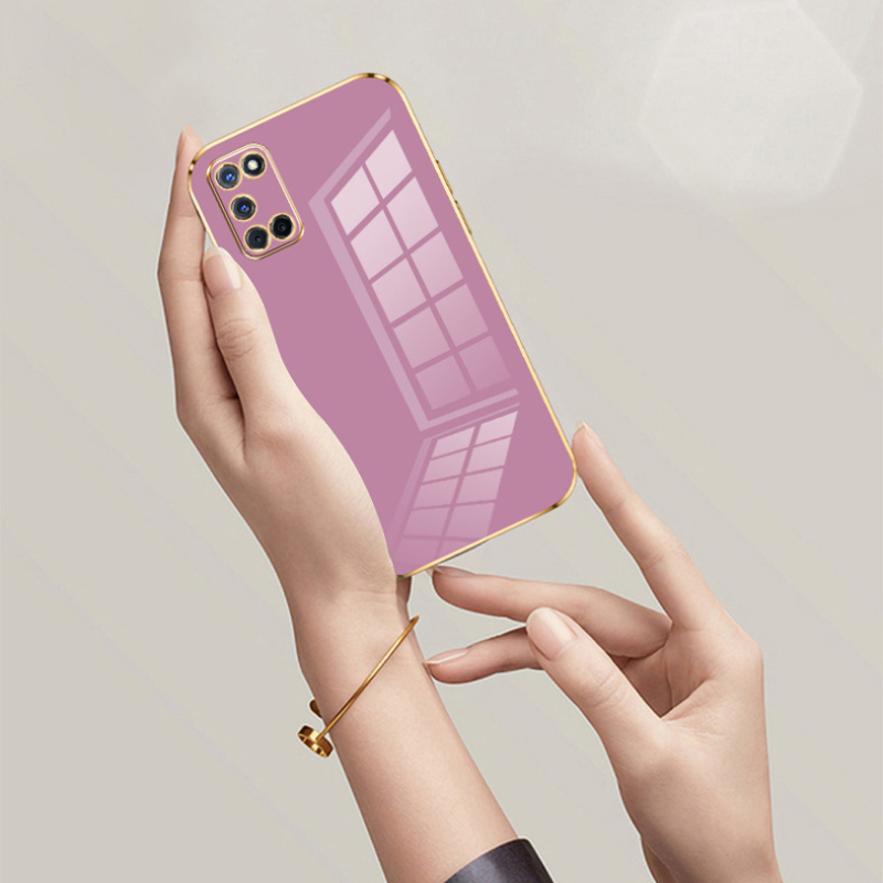 Dla OPPO A52 A72 A92 Etui Luxury Square Plating CPH2061 CPH2067 CPH2059 CPH2069 Etui na telefon a92 72 ShockProof Silicone Back Cover
