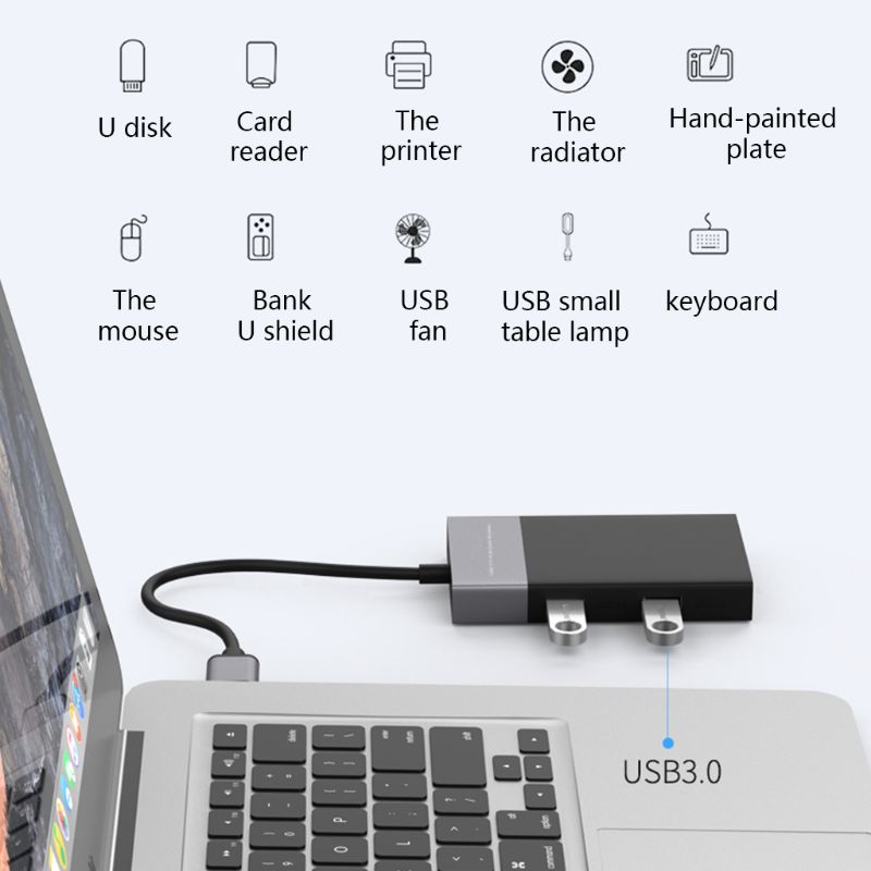 Lector de tarjetas de memoria de alta velocidad 6 en 1 USB 3,0 adaptador de concentrador de 2 puertos de aleación de aluminio lector de cable de PVC para XQD/CF/SD/TF