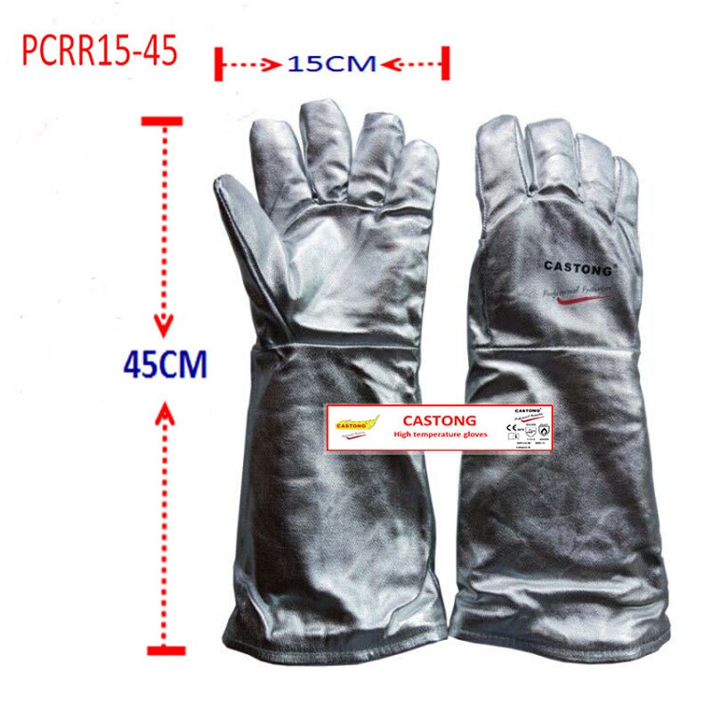CASTONG-guantes ignífugos de alta temperatura, papel de aluminio + aislamiento de algodón, protección antiquemaduras, 200 grados: PCRR15-45