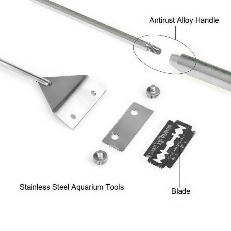Aquarium Stainless Steel Fish Tank Algae Removal Scraper Blade Aquatic Plants Aquatic Cleaning Multifunctional Cleaning Tool Set