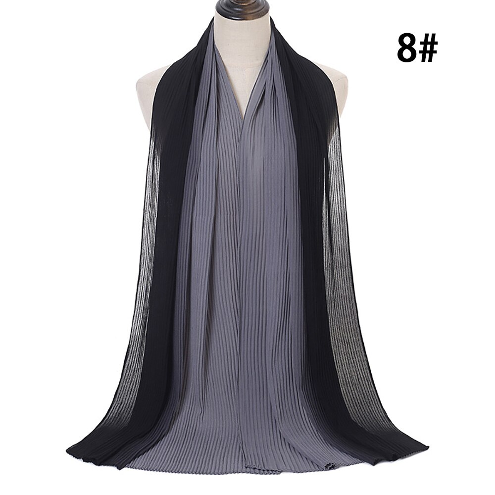 Ombre Chiffon Hijab Muslim Women Hijab Scarf Shawl Islam Headwrap Pleated Gradient Hijabs Shaded Crinkle Hijab Summer: 08