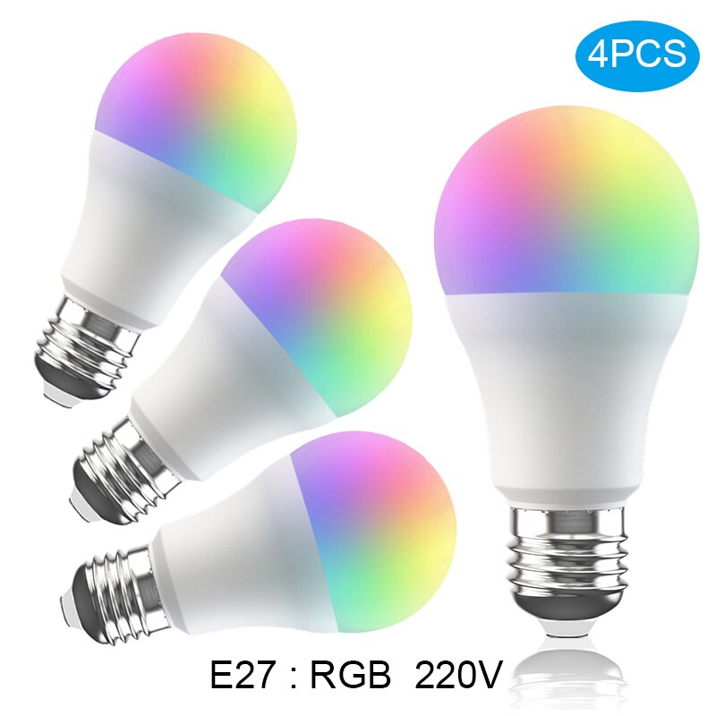 Broadlink LB27 R1 Smart WiFi Light Bulb E27 10W RGB LED Bulb Lamp For Smart Home Compatible with Alexa Google 1/2/3/4 PCS: 4 Pcs LB27