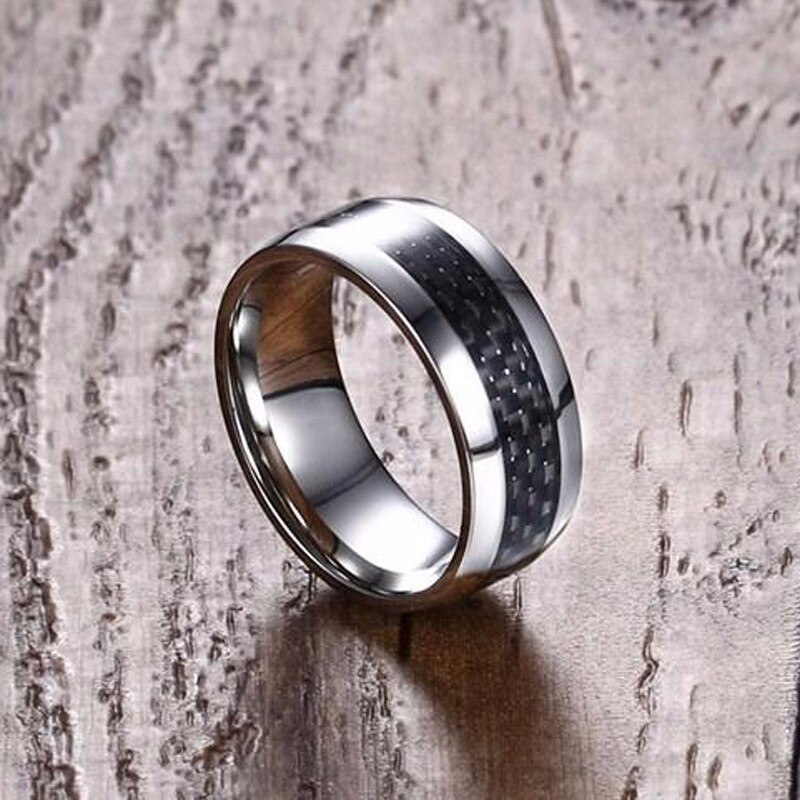 TweeTone Carbon Fiber Heren Wedding Ring In Roestvrij Staal Band