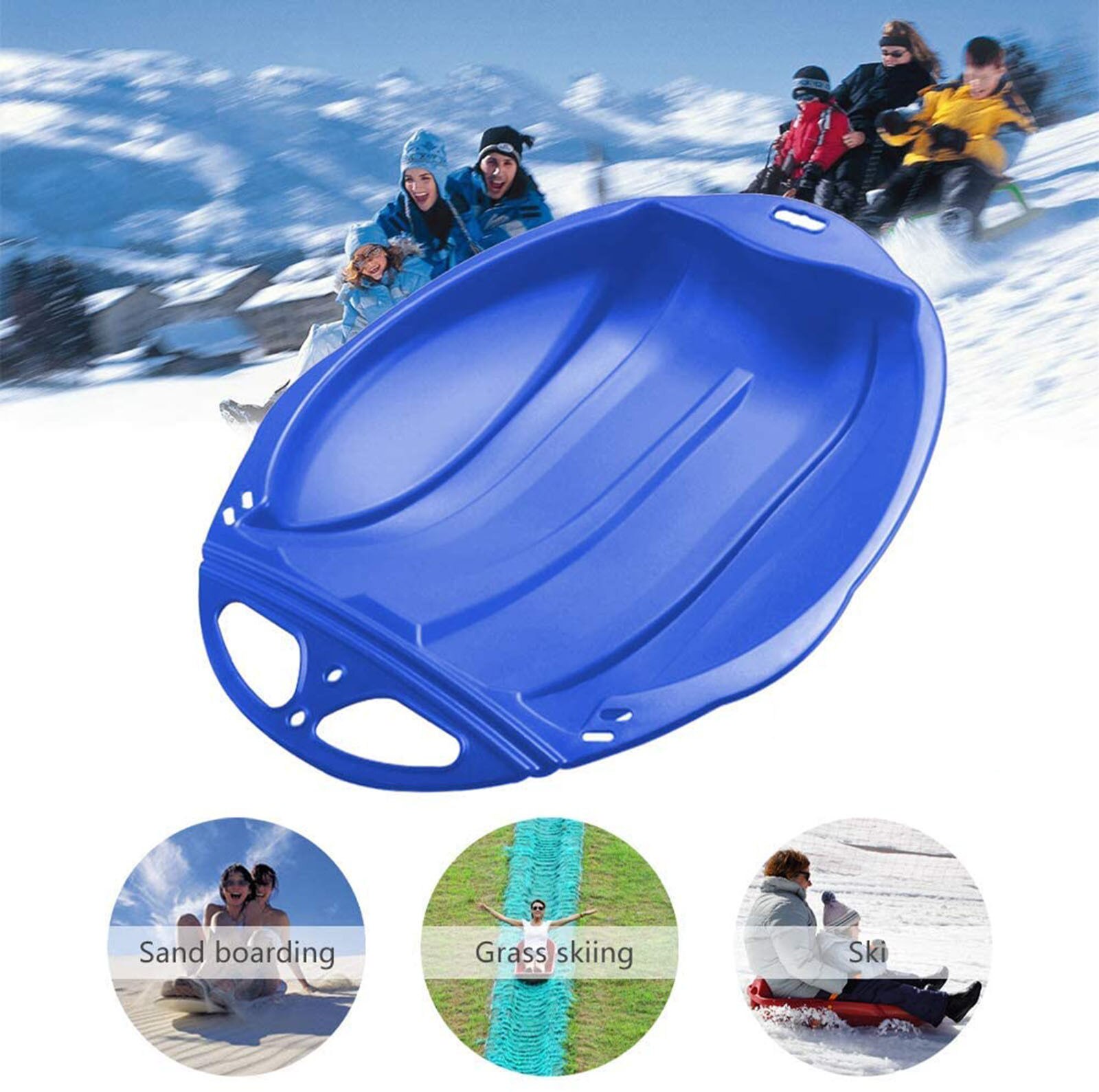 40# Snow Toy Winter Inflatable Ski Circle Ski Circle With Handle Durable Children Adult Snow Tube Skiing Thickened Floated Sled