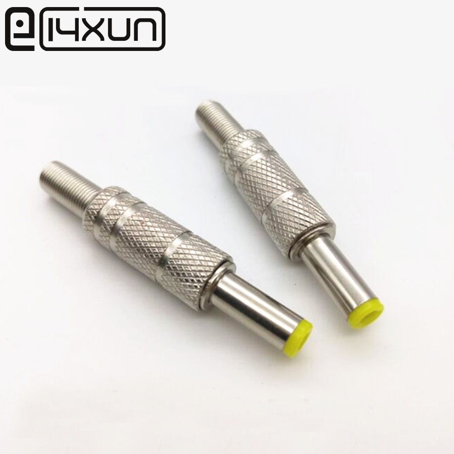 1 stks/partij Metalen 5.5*2.1 5.5x2.1mm/5.5mm * 2.5mm 5.5*2.5mm DC Power Man Plug Jack Adapter stekker met geel hoofd