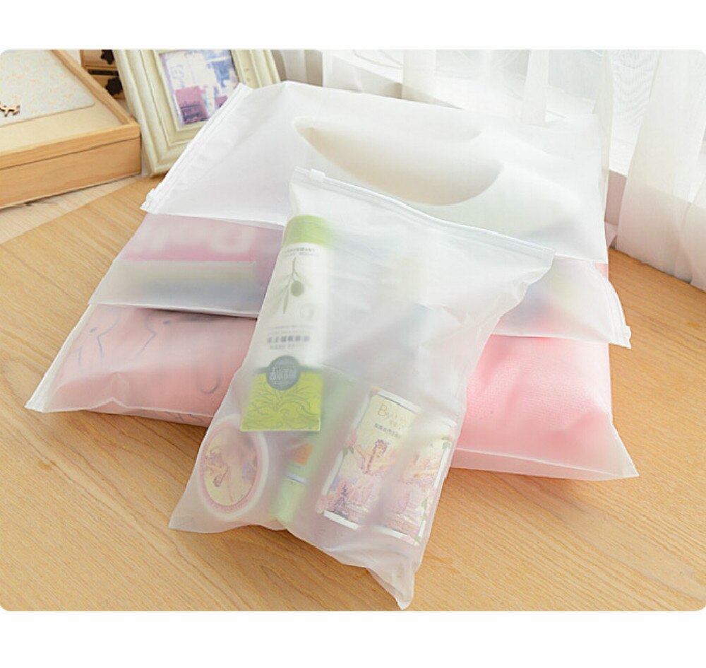 Portable Travel Set Cosmetics Clothes Lingerie Bag Transparent Plastic Storage Bag Self Sealed Zipper