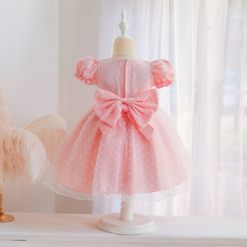 Ma y 6M-5Y bebé chico niñas vestido de encaje arco Puff manga tul boda cumpleaños vestidos para niñas