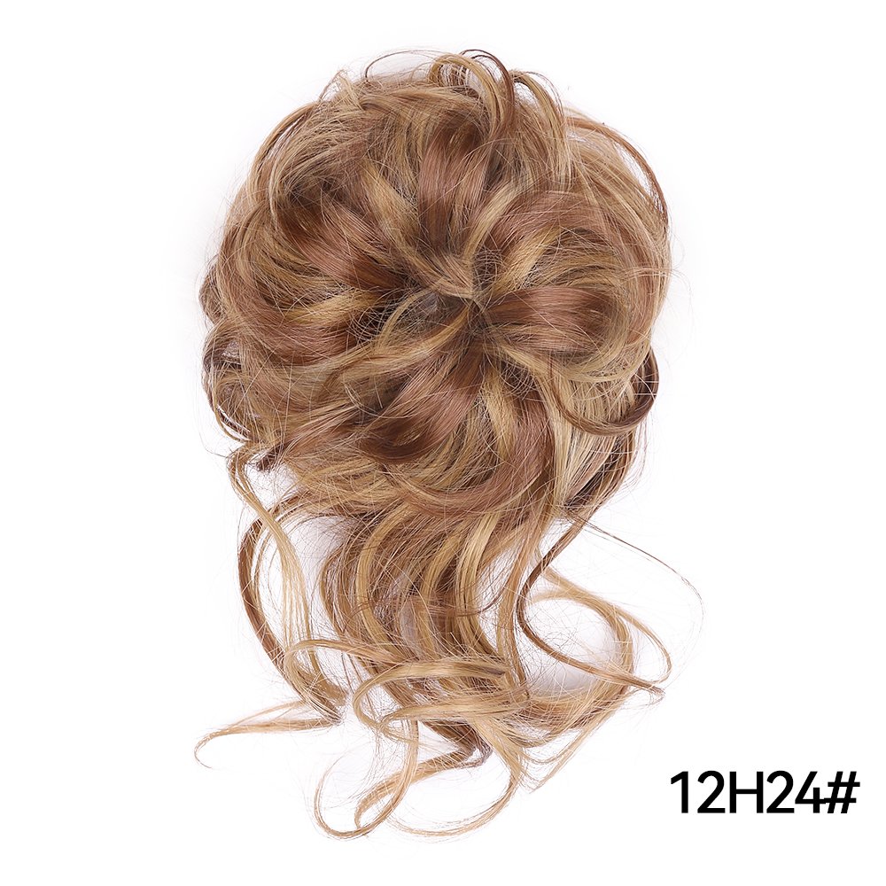Messy Synthetic Hair Bun Scrunchy Donut Wavy Updo Elastic Scrunchie Hair Pieces Bridal Hairpiece Easy Bun Updos For Women Kids: T1/35