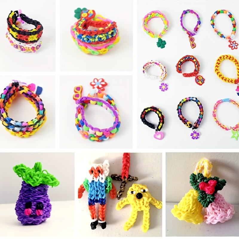 Ensemble de bandes de métier à tisser, Kit de fabrication de bracelets à faire soi-même, Kit de bandes de métier à tisser lumineuses fluorescentes transparentes, Kit de démarrage d'élastiques colorés avec