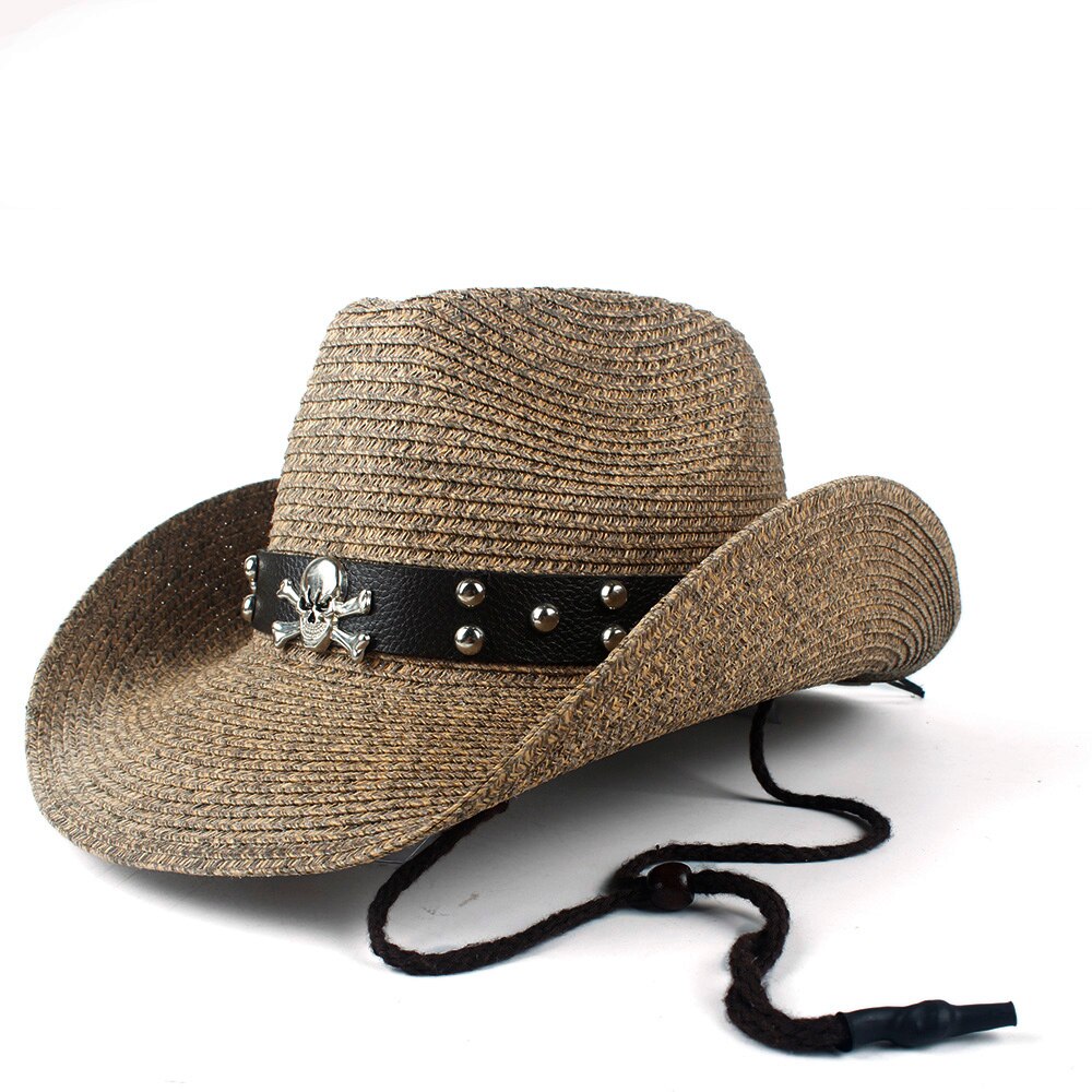Dames heren holle strand sombrero man western cowboyhoed dame vader stro panama cowgirl jazz zonnepet maat 56-58cm