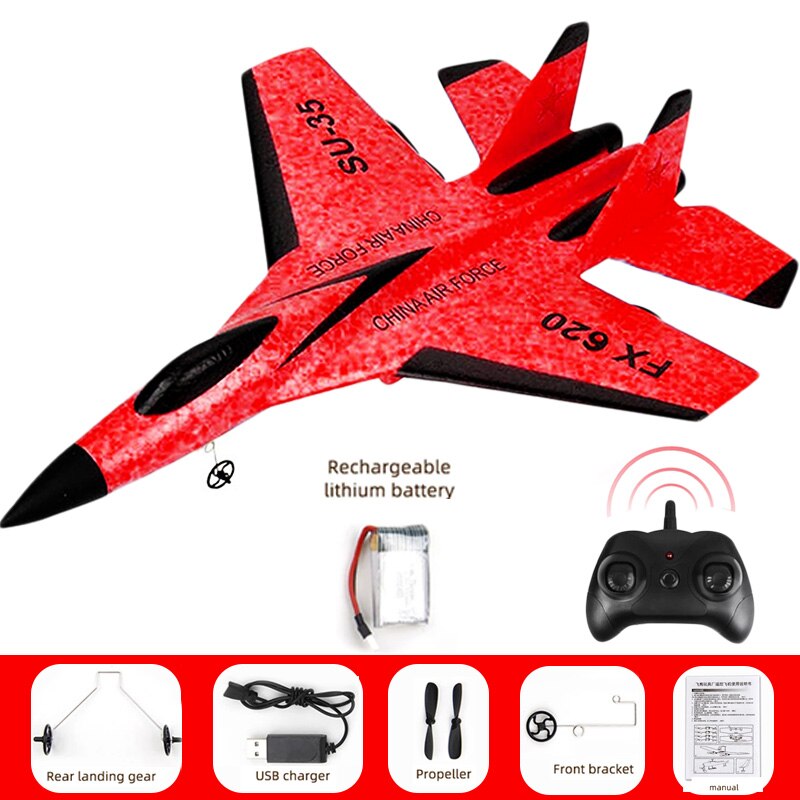 FX-620 SU-35 Rc Afstandsbediening Vliegtuig 2.4G Afstandsbediening Vechter Hobby Vliegtuig Zweefvliegtuig Vliegtuig Epp Schuim Speelgoed Rc Vliegtuig kids: Red-SU35-1B