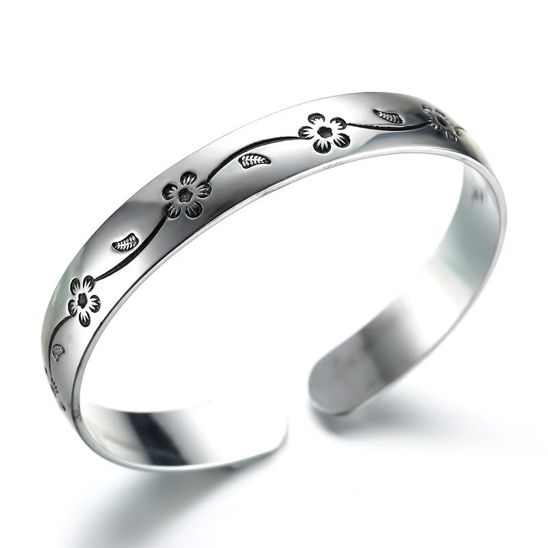 vintage 925 sterling zilver Mannen en vrouwen manchet armband bangles viking indian sieraden Eenvoudige pulseira: 1