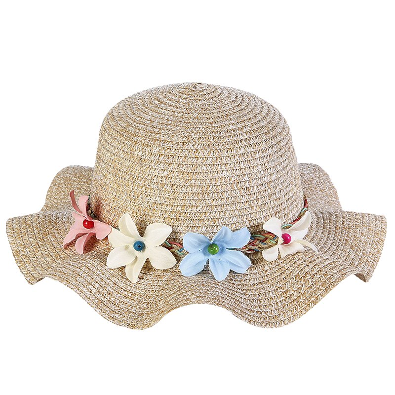 ¡Novedad de ! sombrero de paja para bebé de verano, sombreros transpirables con flores para niños, gorros para niños y niñas, gorra de volantes a los lados Floral de princesa