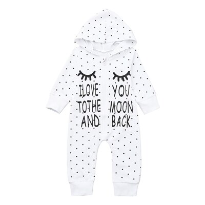 Pasgeborenen Hooded Footies Baby Jongens Meisjes Brief Ster Print Herfst Winter Warm Lange Mouwen Jumpsuit Schattige Baby Kleding 0-24M A20: 18m