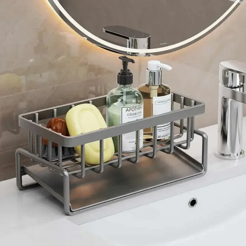 Küche Waschbecken Abfluss Rack Organizer ABS Kunststoff Selbstentleerende Waschbecken Regal Seife Schwamm Halter Geschirrtuch Handtuch Rack Filter Korb
