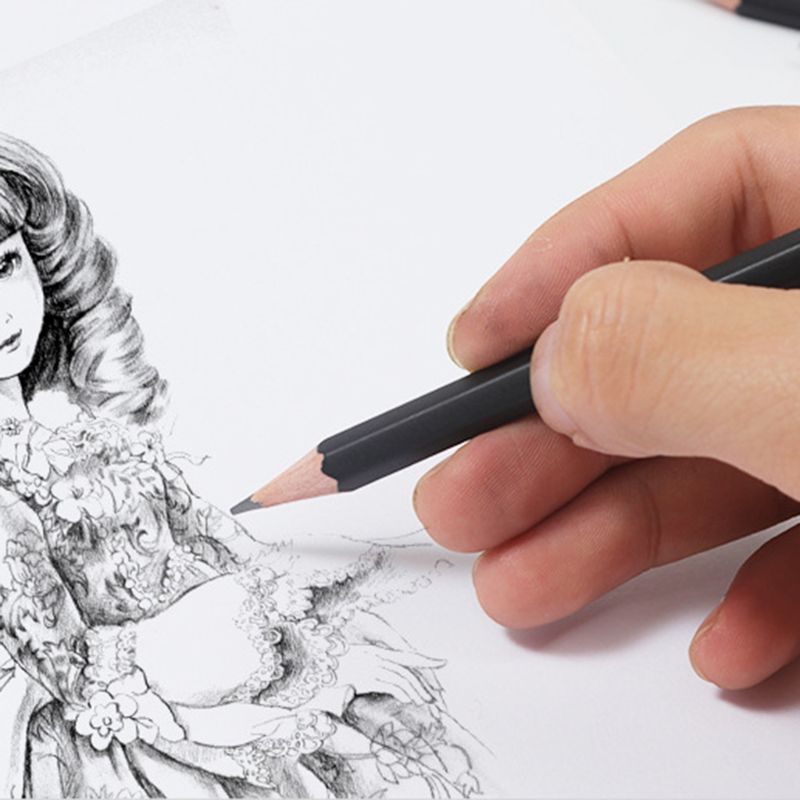 12 pièces/boîte Graphite Crayon Croquis Dessin Écriture 2H HB 2B 3B 3H 4B 5B 6B 8B 10B