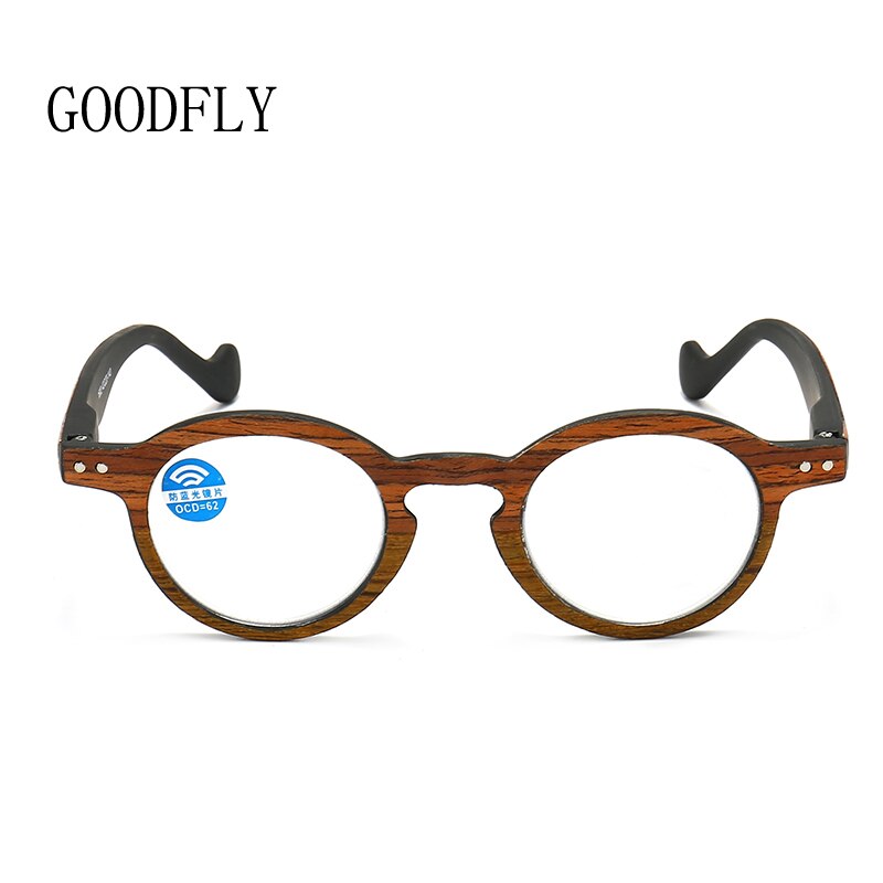 Montura de gafas ópticas de madera para hombre y mujer, gafas de protección contra luz azul, Retro, Vintage, redondas, monturas,