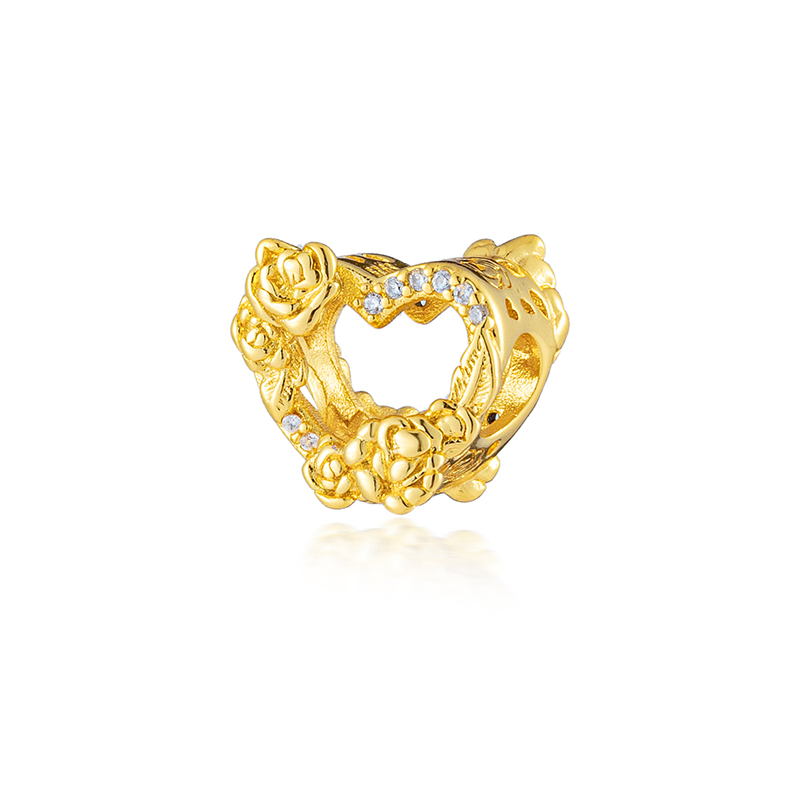 Ailes d'ange en or scintillant pour maman et papa, perles breloque en forme de cœur, adaptées au Bracelet européen Original en argent 925, bricolage de bijoux pour femmes: Réséda