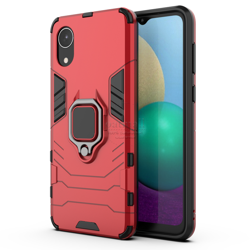Voor Samsung Galaxy A03 Core Case Hybrid Robuuste Armor Kickstand Metalen Vinger Ring Shock Proof Cover Voor Samsung A03 Core gevallen: Red