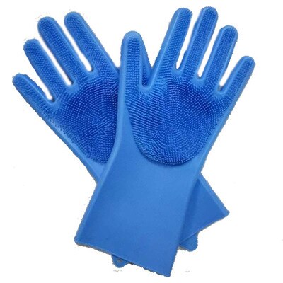 Dishwashing gloves kitchen cleaning gloves dishwasher multifunctional magic gloves household cleaning tools: Blue