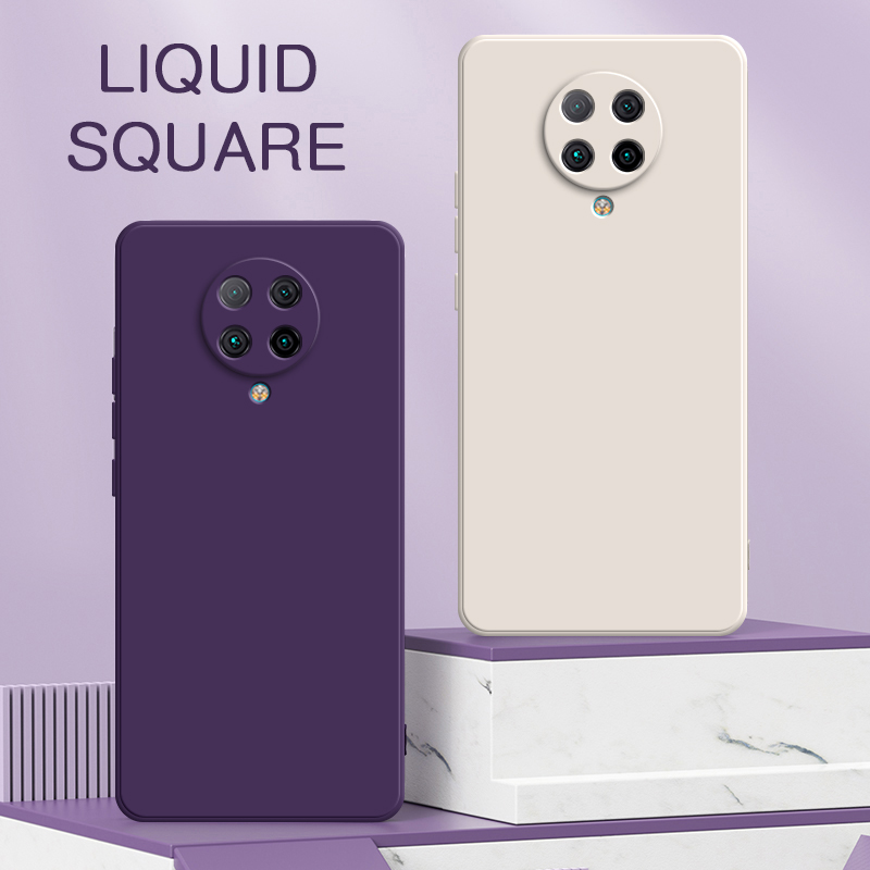 Coque carrée originale en Silicone liquide pour Xiaomi POCO F2 Pro, protection d'objectif d'appareil photo, coque arrière de téléphone souple F2Pro, armure antichoc