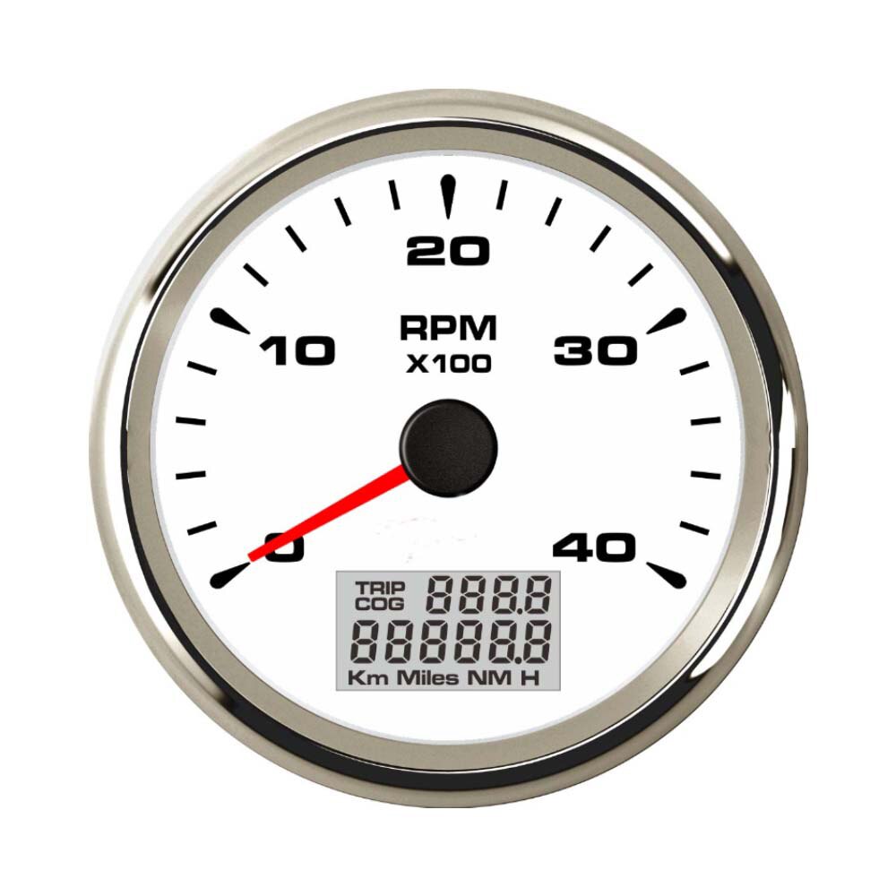 85mm Univesal Tachometer RPM Gauge Rev with Hourmeter 9-32V 8 Colorful Backlights: 4K WS