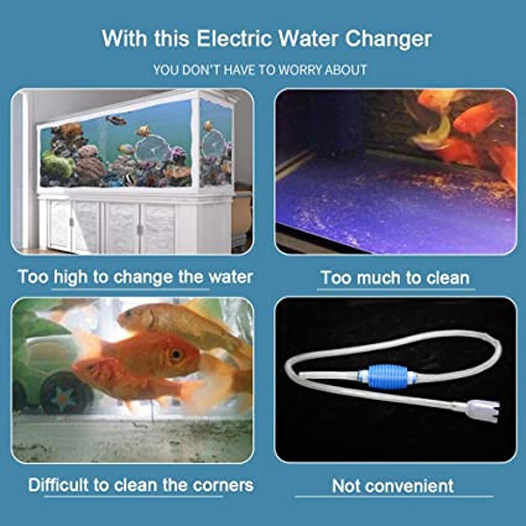 Automatic Fish Tank Water Changer Pump Aquarium Gravel Cleaner Fish Feces Siphon Vacuum Pump Cleaner With Hose Blanket 220V-240V