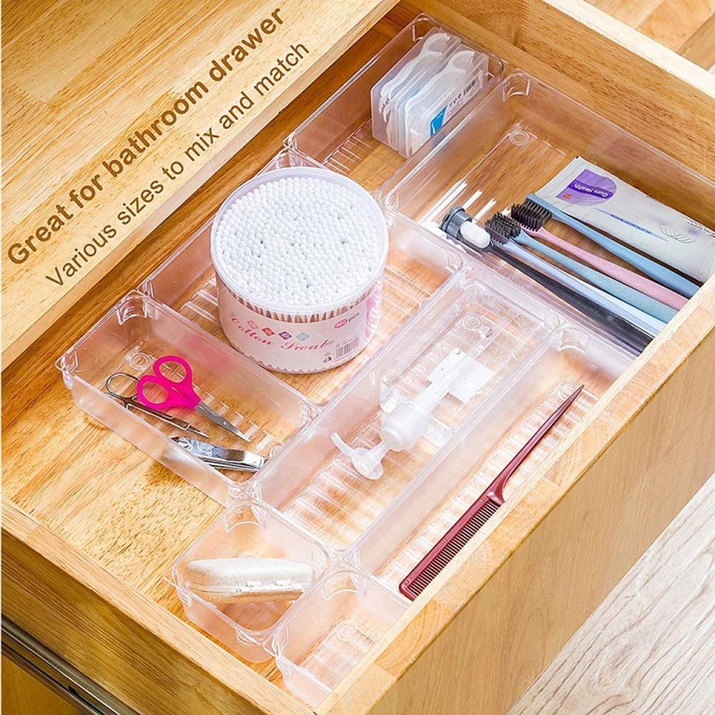 17PCS Desk Drawer Organizer Tray Home Office Storage Box Plastic Drawer Compartment Divider Container For Bedroom Dresser Office