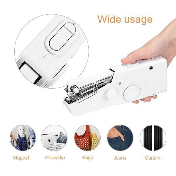 Bärbar mini hand symaskin hushålls handhållen symaskin elektrisk söm handarbete set för diy kläder stitchin