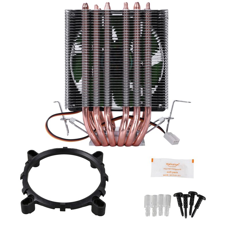 Lanshuo 6 Heat Pipe 3 Wire Without Light Single Fan Cpu Fan Radiator Cooler Heat Sink For Intel Lga 1155/1156/1366 Cooler Heat