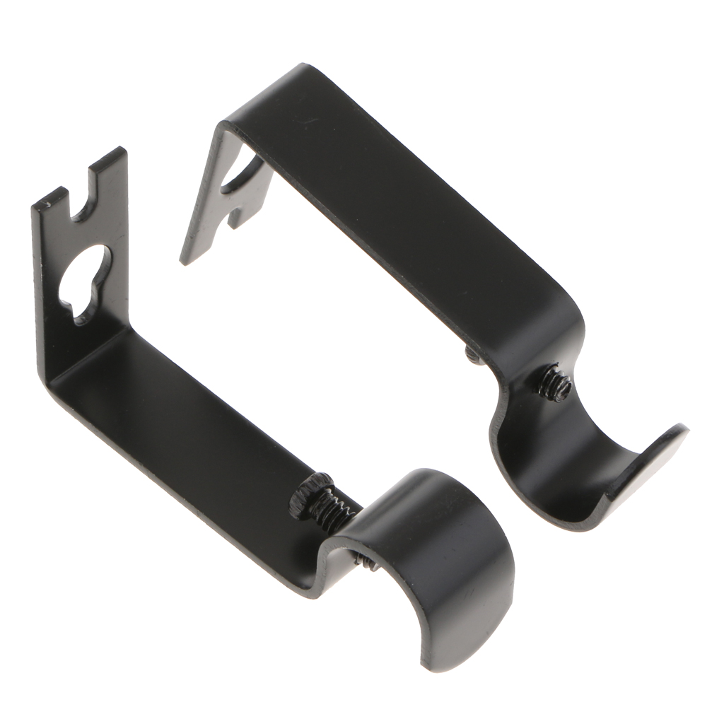 Support mural pour tringle à rideau, 2 pièces, 15.8mm: Black
