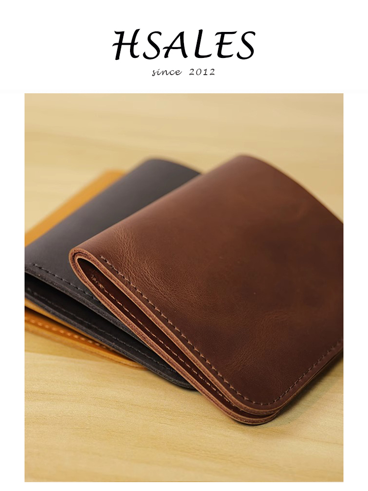 Männer retro Kurze Brieftasche Ultra-dünne Jahrgang Kleine Geldbörse Teilt Leder Kreditkarte Halfter Männlich Schlank Hochwertige Geld Tasche