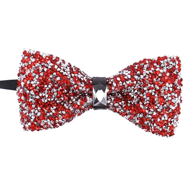 Luxury Shining Black Color Bow Tie For Men Bowtie Rhinestone Collar Tie Crystal Super Cool Diamond Wedding Bow Tie