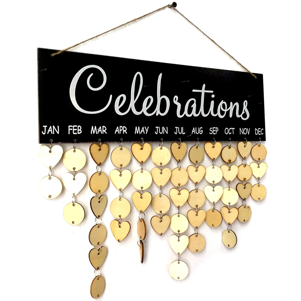 Wooden Calendar Board Sign Family Celebration and Birthday Reminder DIY Wooden Craft for Home Decoration