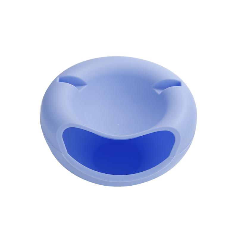 Double Layer Container box Bowl Dish Layer Dry Fruit Snacks Seeds Containers Phone Holder Plastic Storage Box: blue