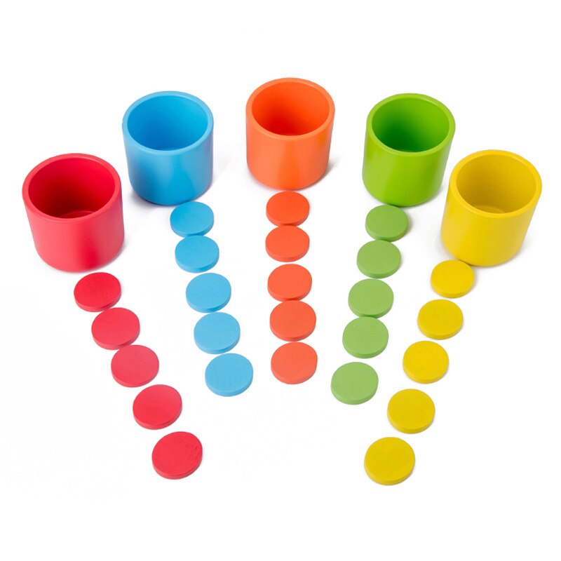 JaheerToy Baby Math Montessori Educational Toys for Children Color Classification Wooden Kids Boys: Color cup