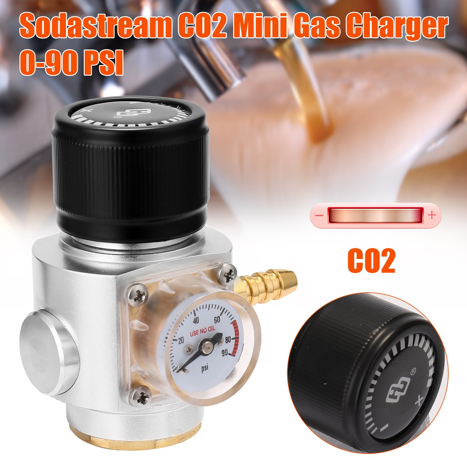Sodastream  co2 mini gas oplader 0-90 psi gauge for sodavand øl kegerator