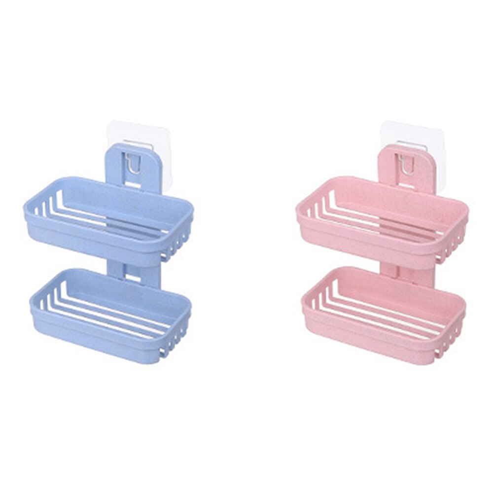 1 pc Dubbele Lagen Zeepkist Keuken Gereedschap Badkamer Accessoires Zeepbakje Zuignap Opslag Mand Zeepkist Stand
