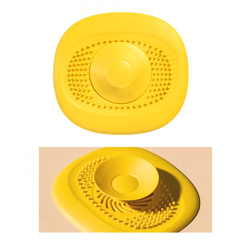 Bathroom Drain Cover Silicone Sink Filter Plug Hair Catcher Bath Stopper Plug Sink Shower Filter Kitchen Accessory: Yellow