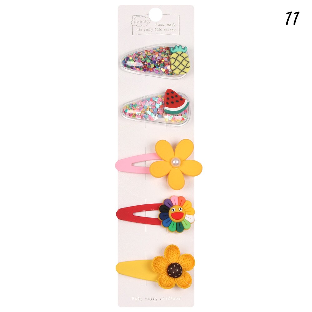 5 Pcs Baby Meisjes Mooie Fruit Sequin Haar Clips Prinses Glanzende Kleurrijke Haarspelden Haarspeldjes Leuke Zoete Hoofddeksels Haar Accessoires: 11