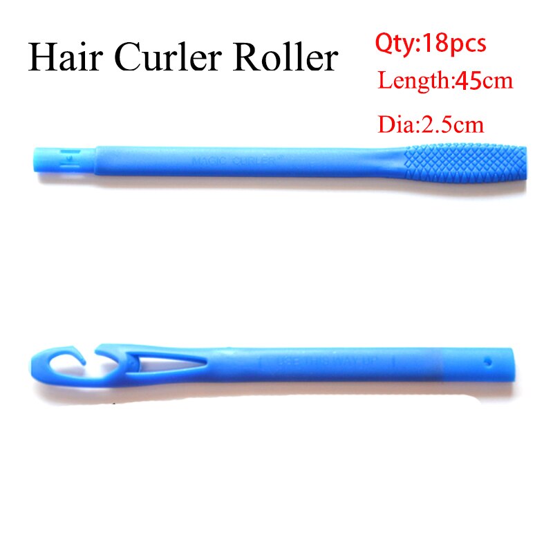 18/20pcs Plastic Hair CurlersLong Hair Curler Hair Roller Spiral Curls Easy Usage with Sticker Hook Styling Tools: 45cm