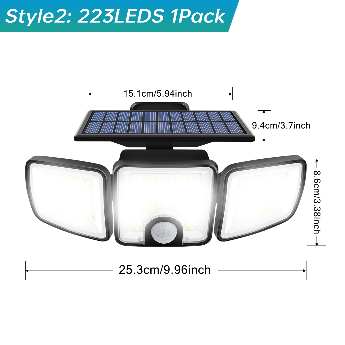 3000LM Solar Light With Dual PIR Motion Detector 3 Lighting Modes 270° Illumination IP65 Waterproof Security Garde Flood Lights: ROSE