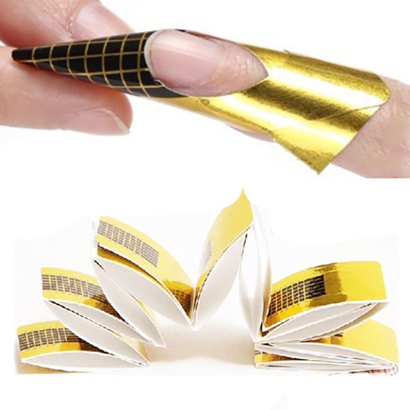 20 Stks Gold Nail Forms Gids Tape Sticker Voor Acryl Curve UV Gel Franse Tip Uitbreiding Nail Art Tool