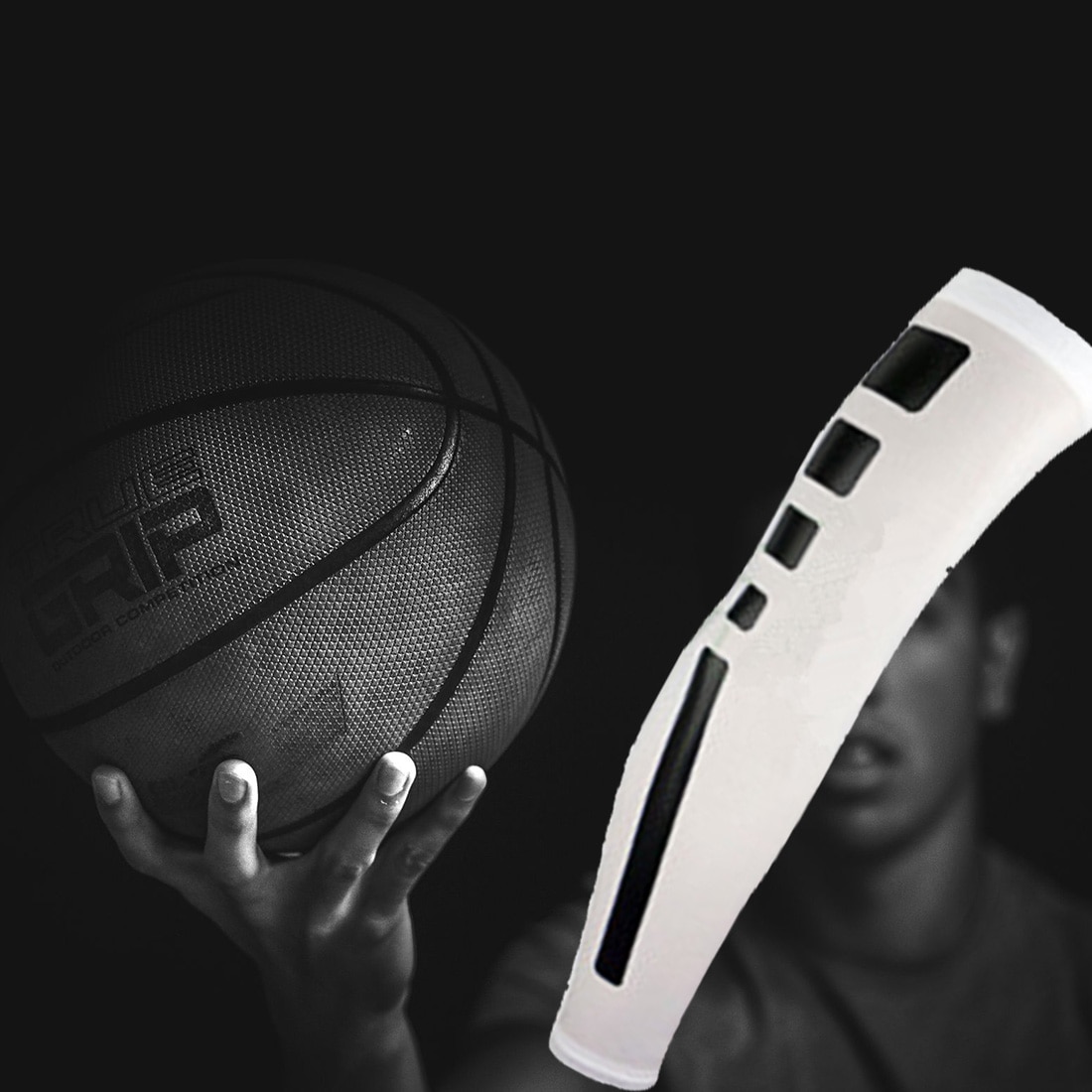 Men Sports Basketball Shooting Cycling Compression Arm Sleeve Elbow Protector Pad Pads Support Brace Arm Warmers White