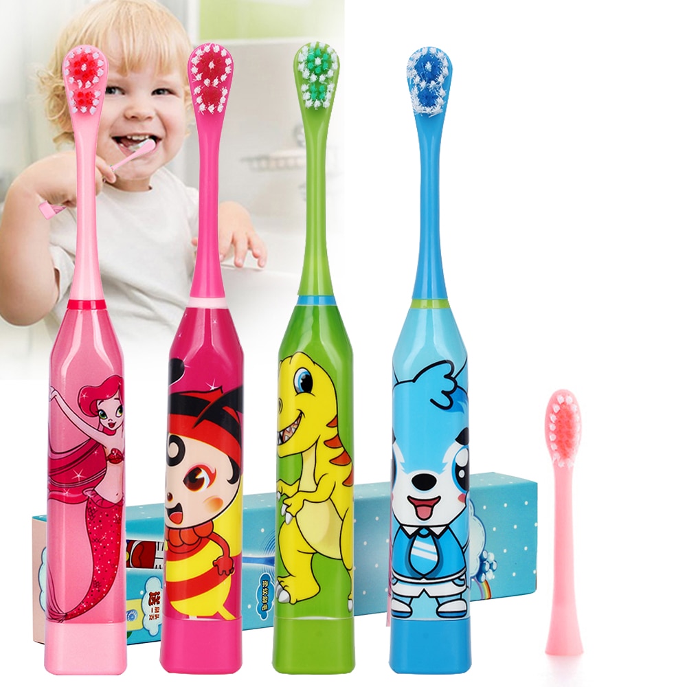 Tegneserie mønster børn elektrisk tandbørste dobbeltsidet tandbørstehoveder elektrisk tænderbørste eller udskiftningsbørstehoveder børn