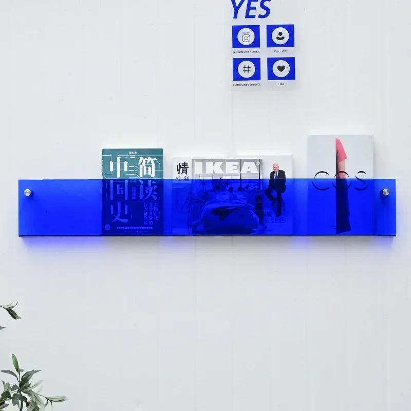 Estante de almacenamiento de revistas para decoración de pared de acrílico transparente INS, libro de imágenes para niños, periódicos, registros, Shef montado en la pared, 1 Uds.: Morado
