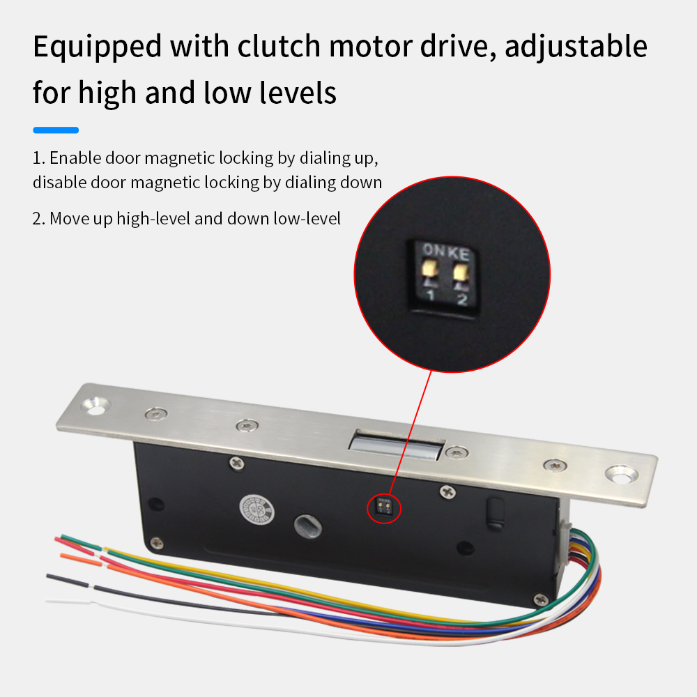 Ultra Low Power electronic bolt lock DC12V 24V Fail Secure normally open access control electric door Motor Rim lock Key Unlock