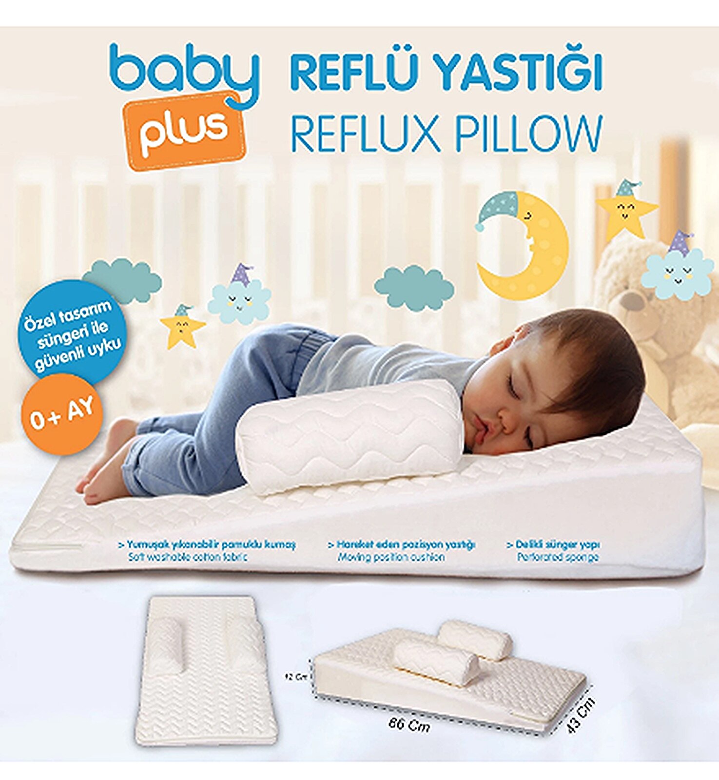 Baby reflux bed 100 cotton 12 degrees inclined side sleeping bed