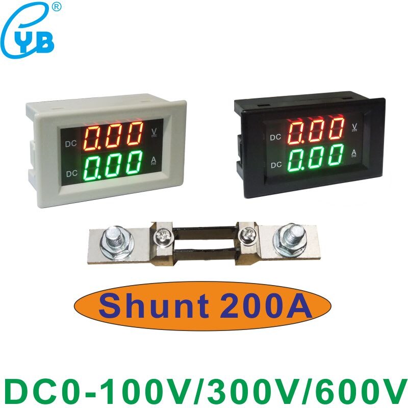 DC0-100V 300V 600V Digitale Voltmeter Amperemeter Voltage DC0-200A Current Meter Met Een Shunt Led Display Rood Groen Elektrische gereedschap