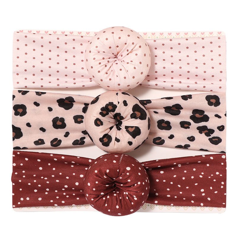 3 unids/set bebé diadema arcos nudo diademas para recién nacidos para chicas con flores y puntos impreso niños turbante bebé accesorios para el pelo: 3